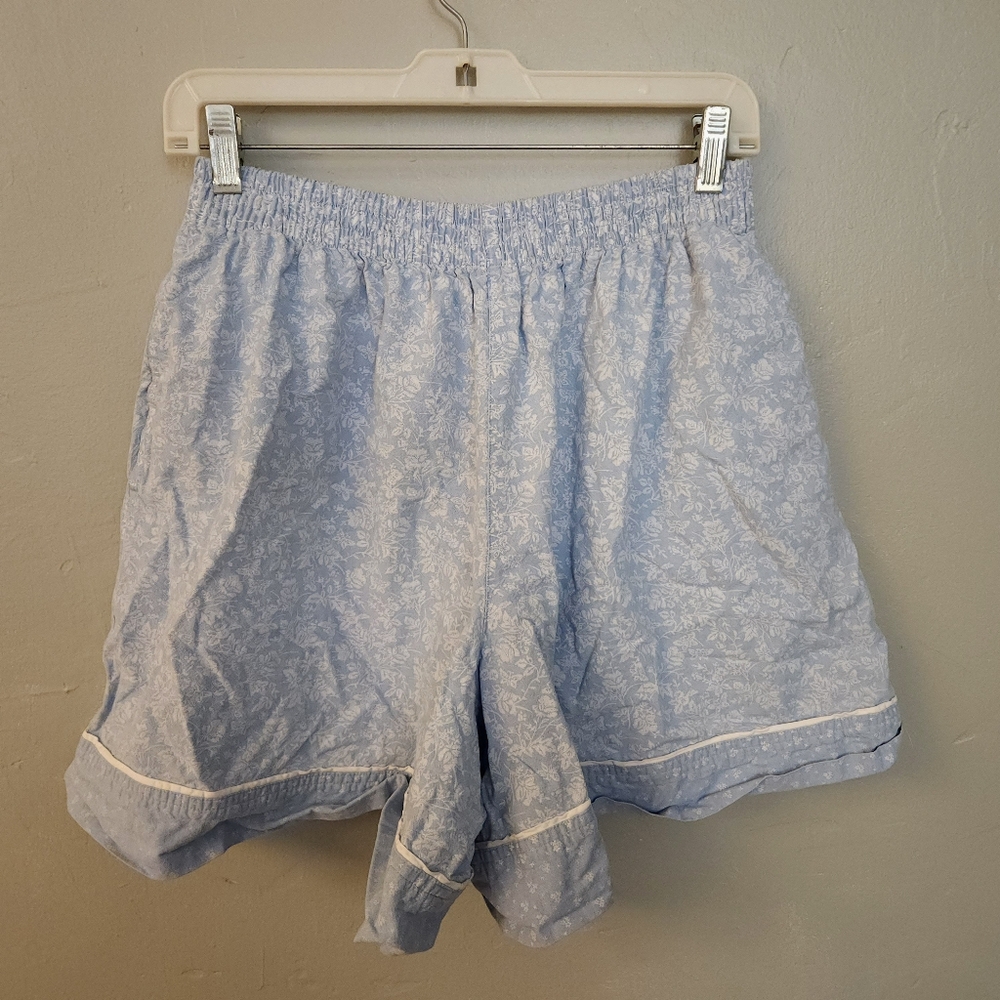 Vintage 1980s High Waist Floral Chambray Shorts by Leslie Fay Sport